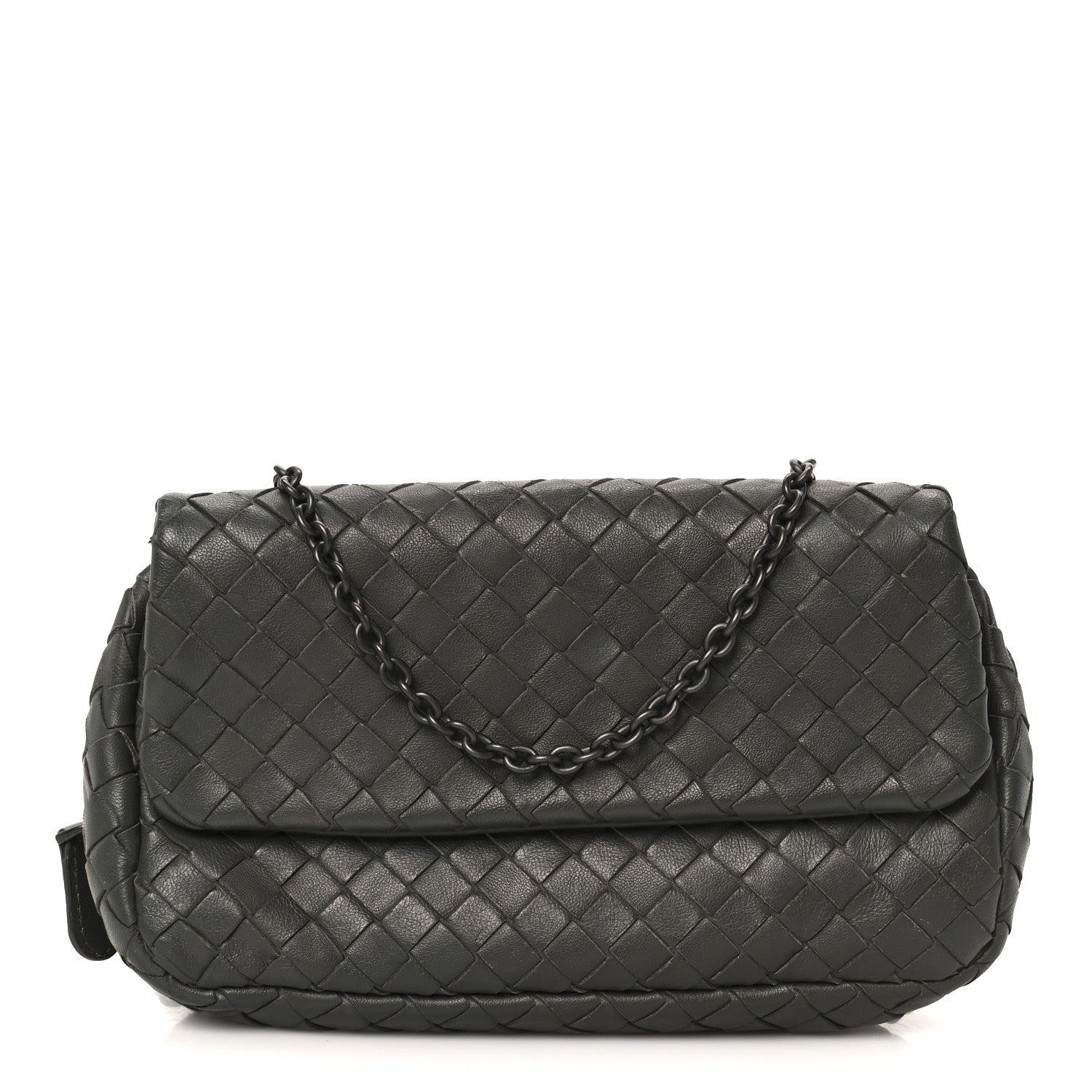 Nappa Intrecciato Small Chain Crossbody Light Grey