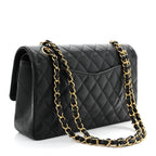 Caviar Quilted Medium Double Flap Black