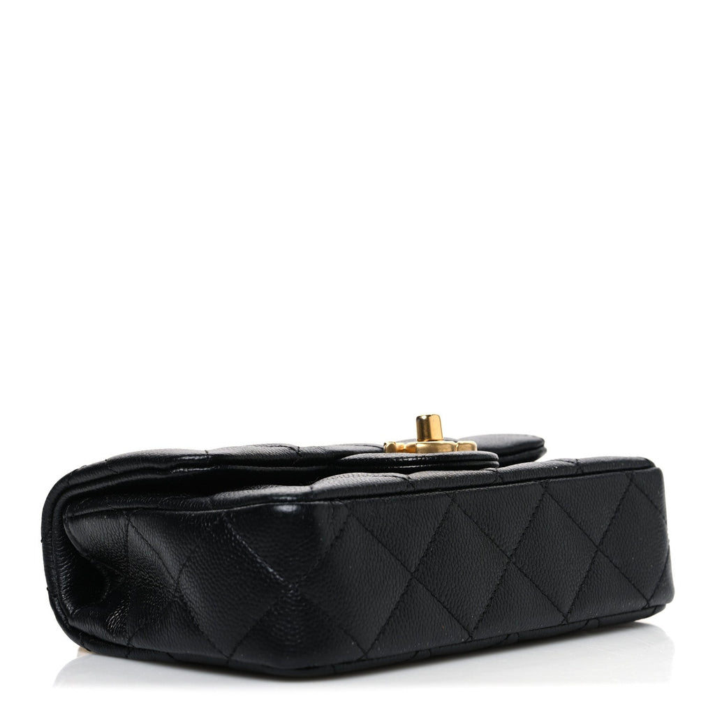 Caviar Quilted Mini Sweetheart Rectangular Flap Black