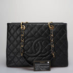 Chanel Medium Grand Shopping Tote Black GST Bag in Caviar Leather with Gold Hardware 2014