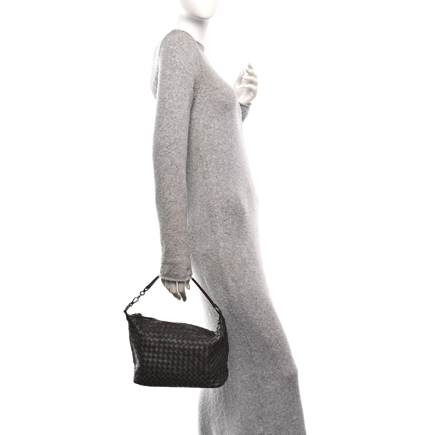 Nappa Intrecciato Small Shoulder Bag Ebano