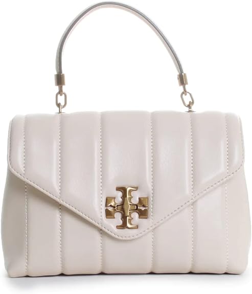 Tory Burch Kira Small Leather Quilted Handbag Satchel Bag Ivory White Purse NEW