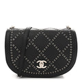 Calfskin Coco Eyelets Small Flap Bag Black