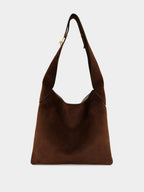 Small Dark Brown Suede Hobo Bag