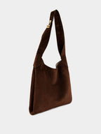 Small Dark Brown Suede Hobo Bag