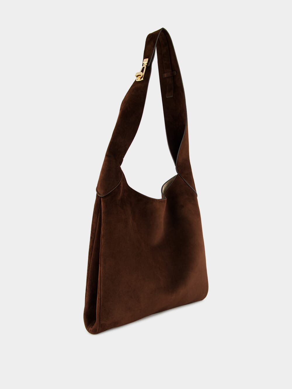 Small Dark Brown Suede Hobo Bag