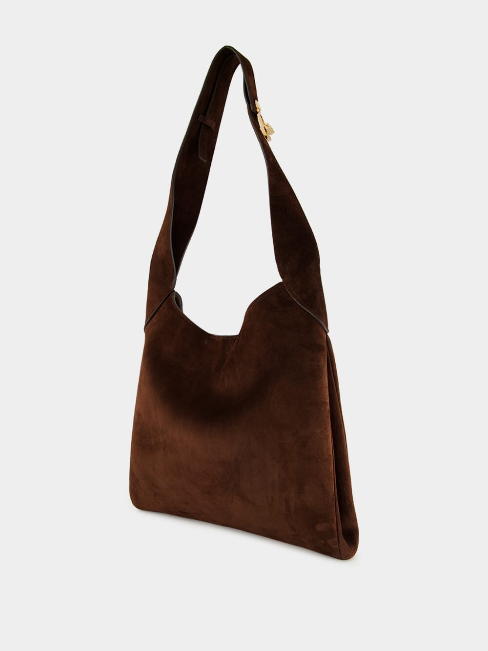 Small Dark Brown Suede Hobo Bag