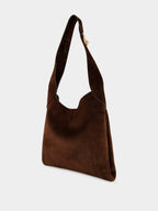 Small Dark Brown Suede Hobo Bag
