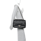 Lambskin Quilted Maxi Double Flap Black