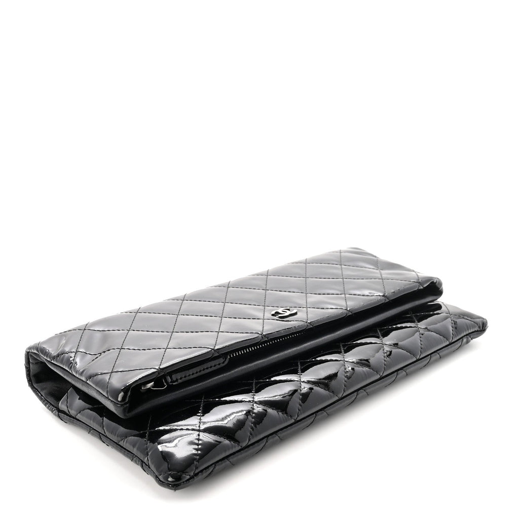 Patent Calfskin Quilted Beauty CC Clutch Black