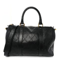 Calfskin Stitched Duffle Travel Bag Black