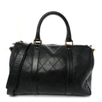 Calfskin Stitched Duffle Travel Bag Black