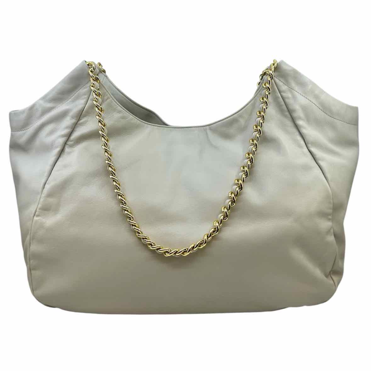 PRADA Light Grey Leather Solid Handbag
