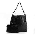 Shiny Calfskin Quilted Small Chanel 22 So Black