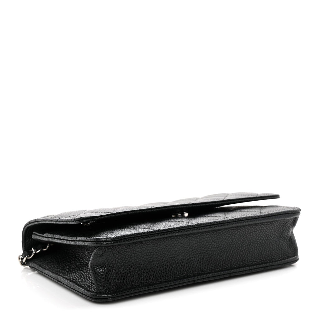 Caviar Quilted Wallet on Chain WOC Black