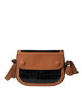 Balenciaga Black Brown Exotic Skin Leather Shoulder Camera Purse Women's Bag
