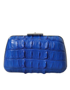 Balenciaga Blue Exotic Skin Leather Shoulder Crossbody Box Clutch Women's Bag