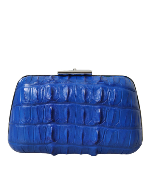 Balenciaga Blue Exotic Skin Leather Shoulder Crossbody Box Clutch Women's Bag