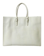 Balenciaga White Yellow Exotic Skin Leather Shopping Tote PAPIER Women's Bag