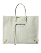 Balenciaga White Yellow Exotic Skin Leather Shopping Tote PAPIER Women's Bag