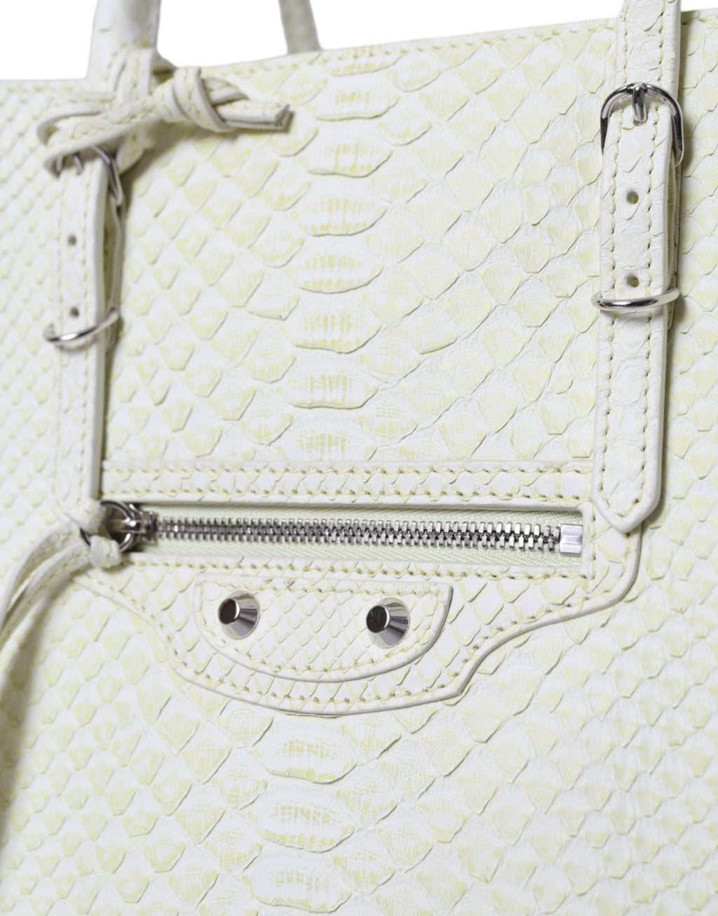 Balenciaga White Yellow Exotic Skin Leather Shopping Tote PAPIER Women's Bag