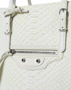 Balenciaga White Yellow Exotic Skin Leather Shopping Tote PAPIER Women's Bag