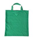 Prada Green Jersey Fabric Logo Shoulder Shopping Tote Shopping Women's Bag