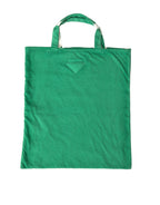 Prada Green Jersey Fabric Logo Shoulder Shopping Tote Shopping Women's Bag