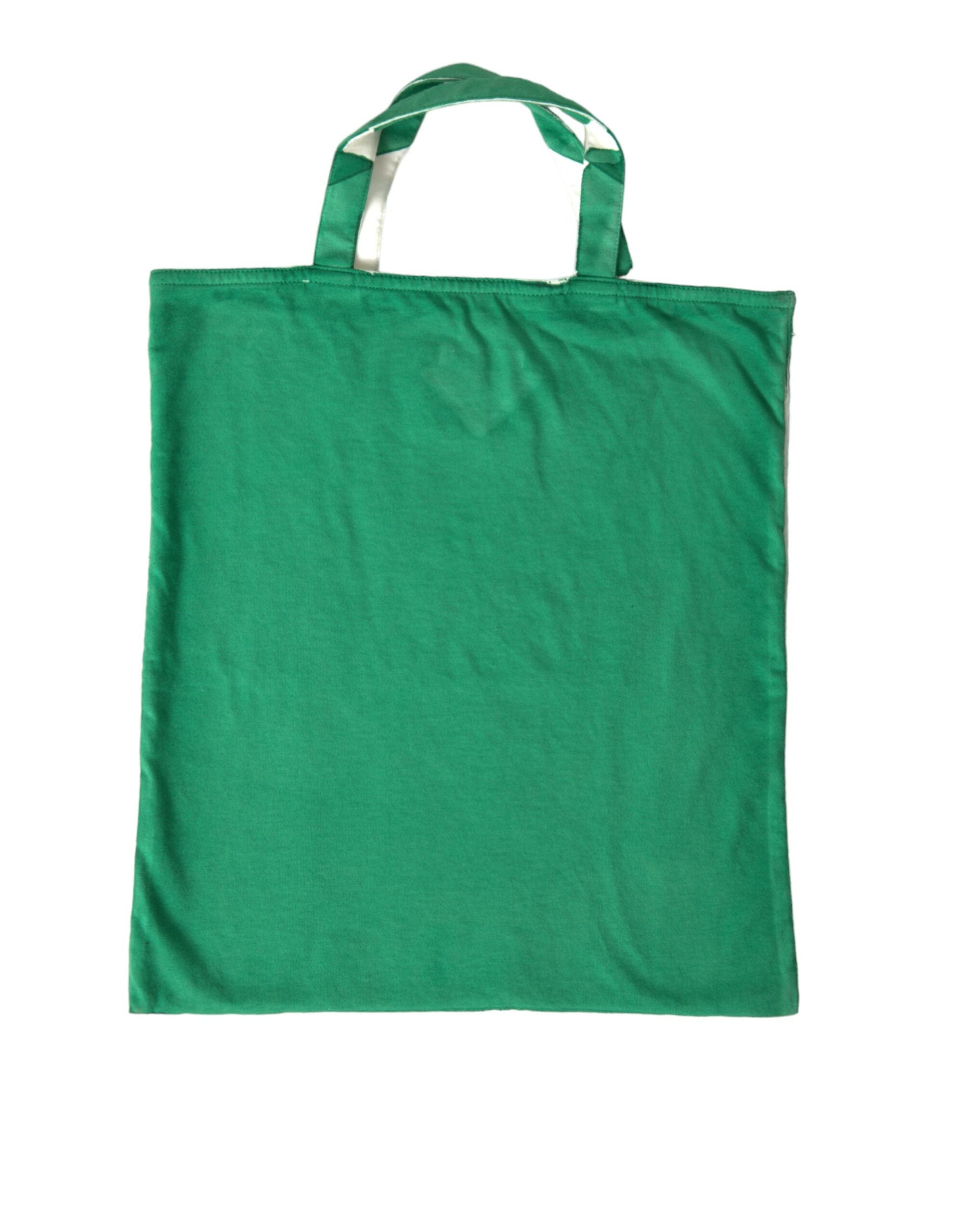 Prada Green Jersey Fabric Logo Shoulder Shopping Tote Shopping Women's Bag