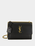 Sunset Medium Bag in Black Smooth Leather
