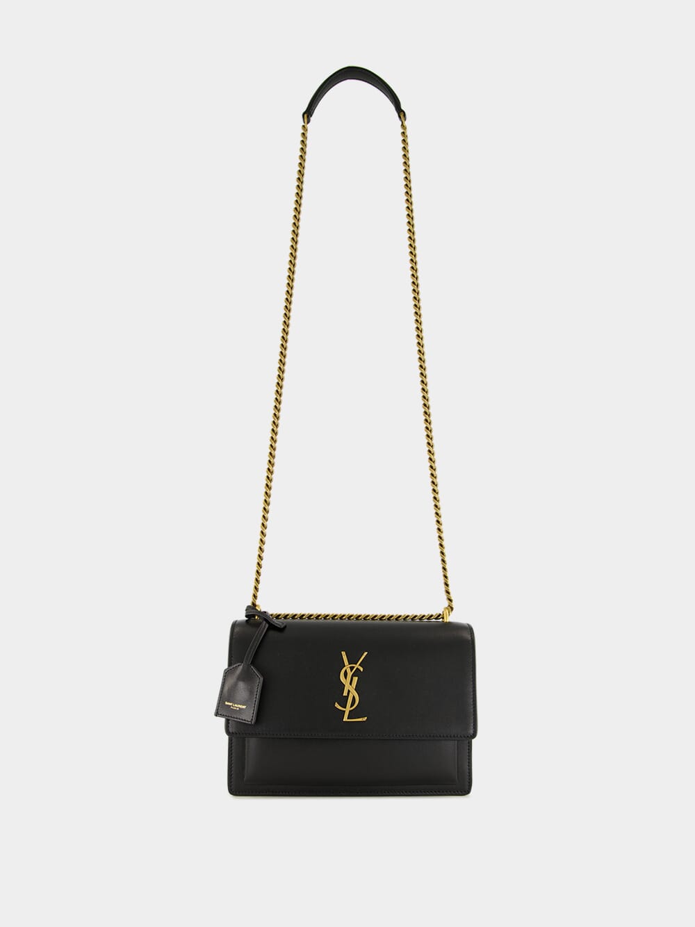 Sunset Medium Bag in Black Smooth Leather