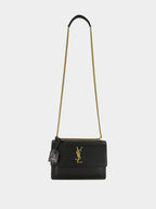 Sunset Medium Bag in Black Smooth Leather