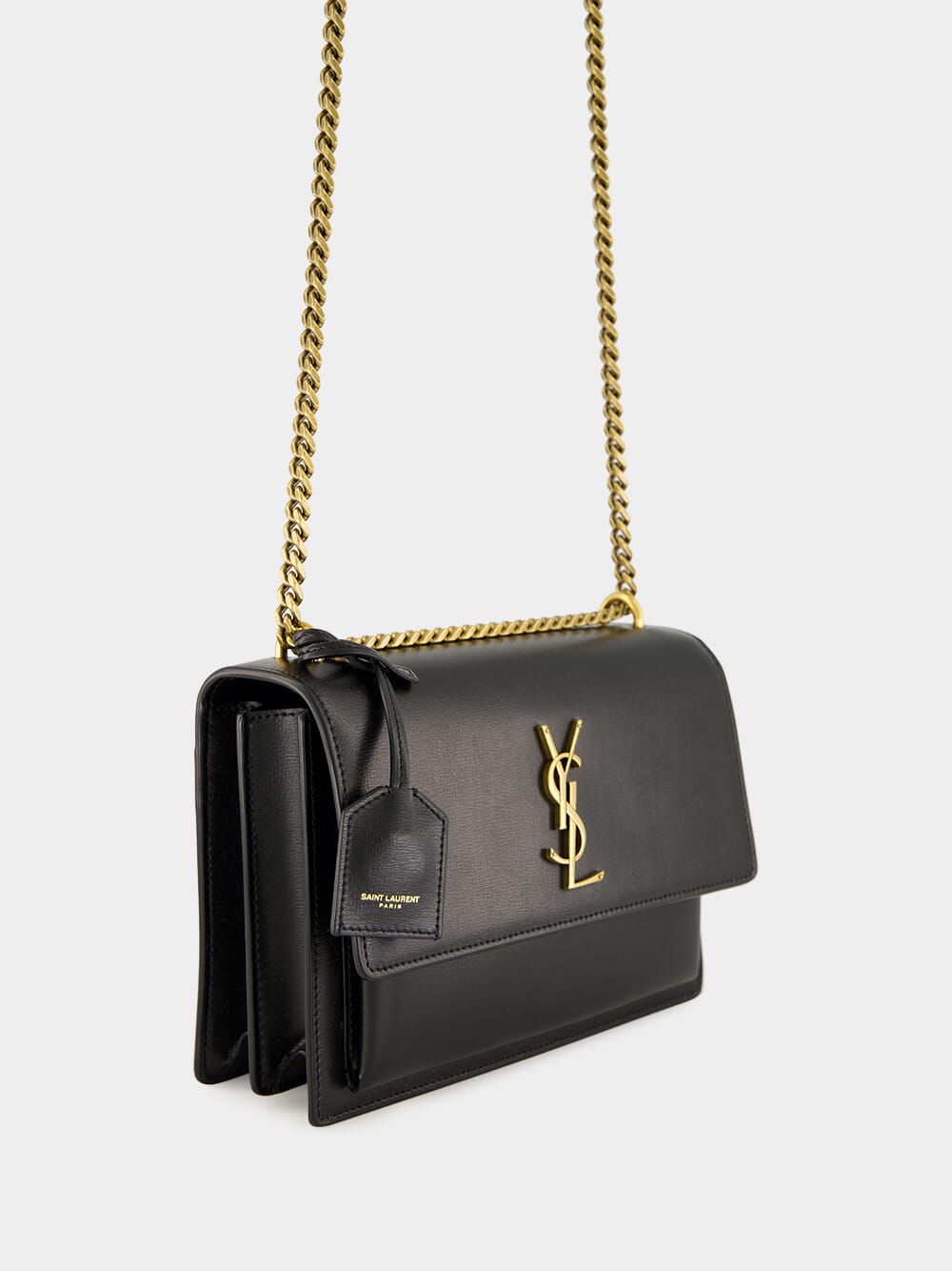 Sunset Medium Bag in Black Smooth Leather