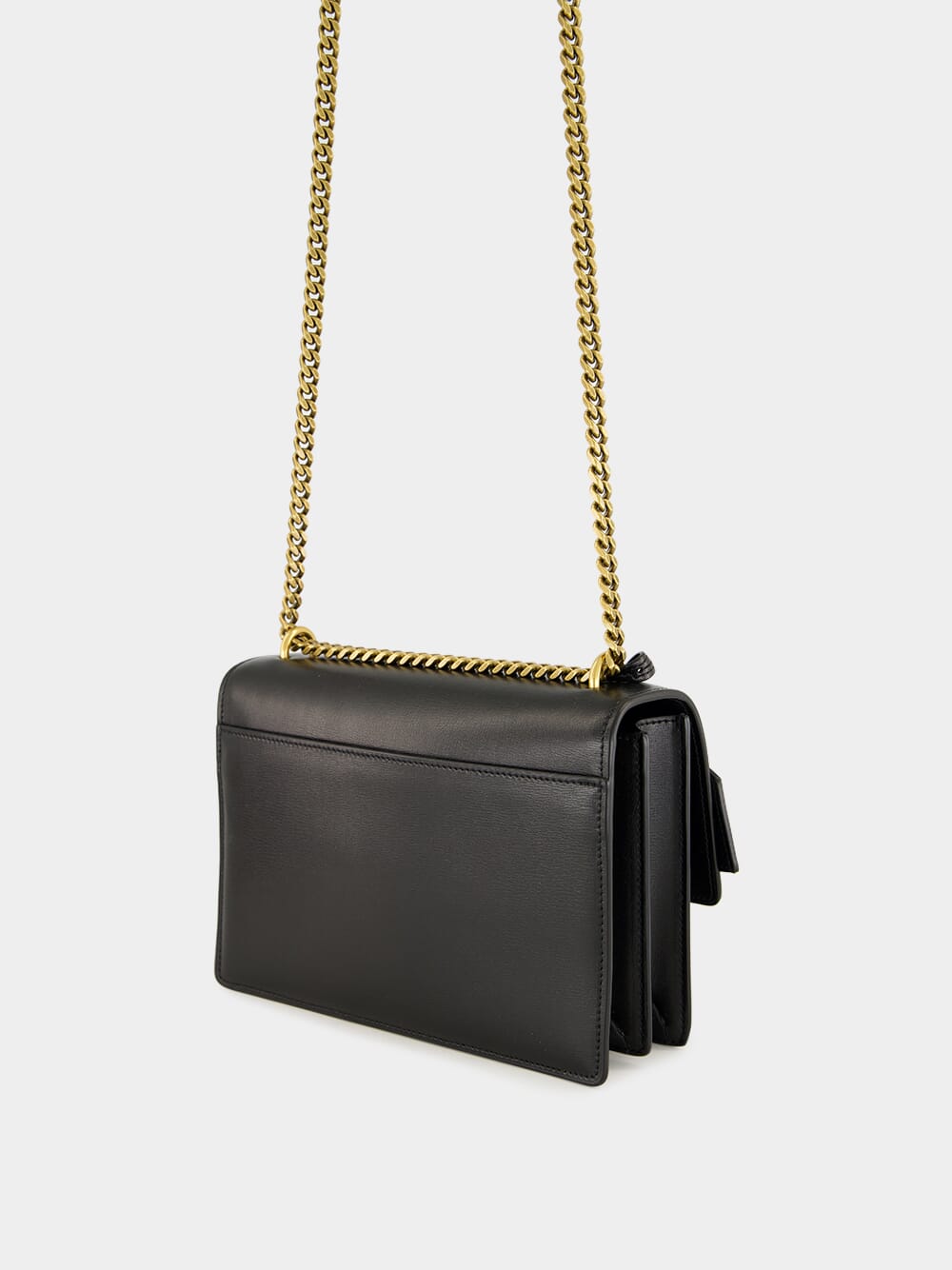 Sunset Medium Bag in Black Smooth Leather