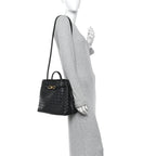 Nappa Intrecciato Medium Andiamo Shoulder Bag Black