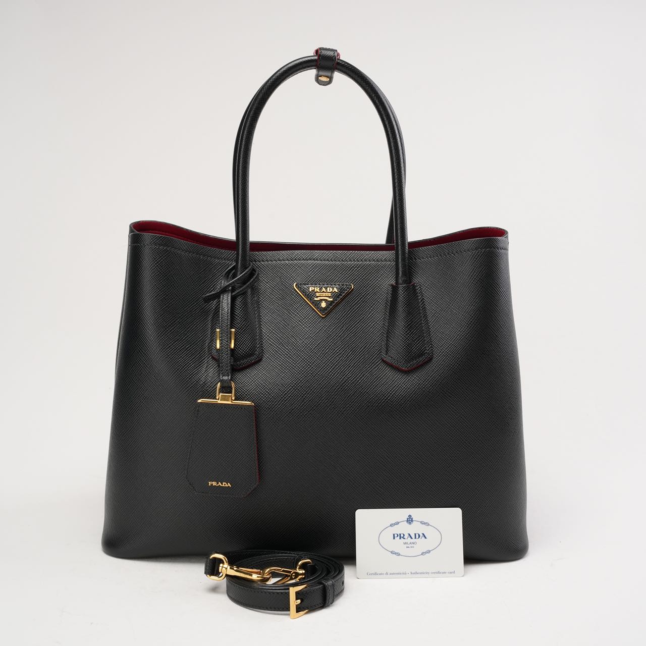 Prada Double Saffiano Medium Double Bag Black