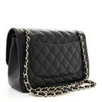 Caviar Quilted Jumbo Double Flap Black