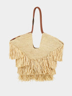 Natural Goldentime Medium Raffia Fringe Tote
