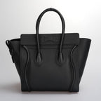 CELINE Micro Luggage Leather Handbag in Black