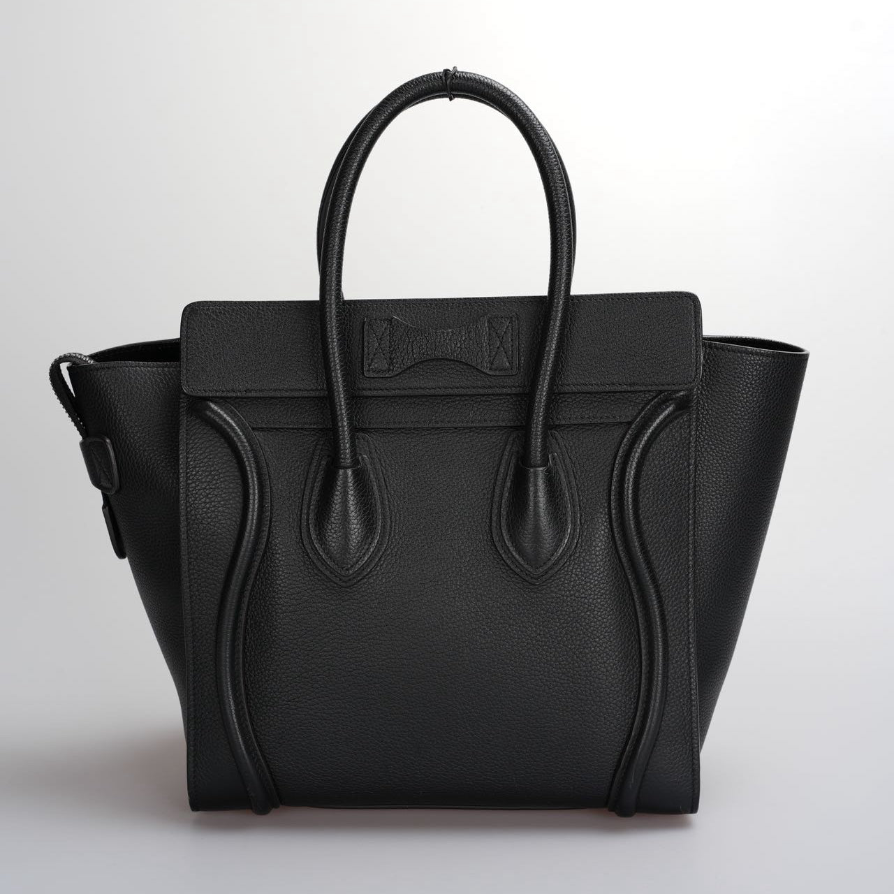 CELINE Micro Luggage Leather Handbag in Black