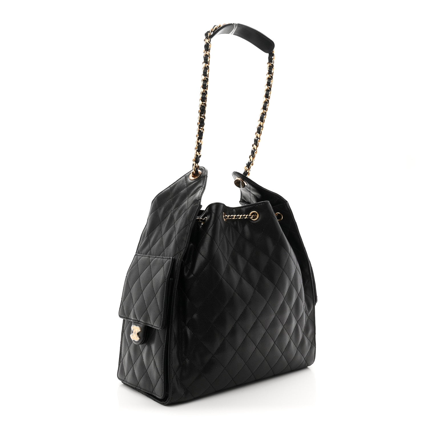 Caviar Quilted Medium Chanel 25 Handbag Black
