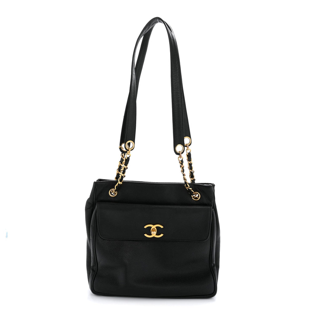 Caviar CC Flap Shoulder Bag Black