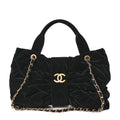 Velvet Effect Nylon Quilted Bow Bag Black