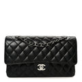 Caviar Quilted Medium Double Flap Black