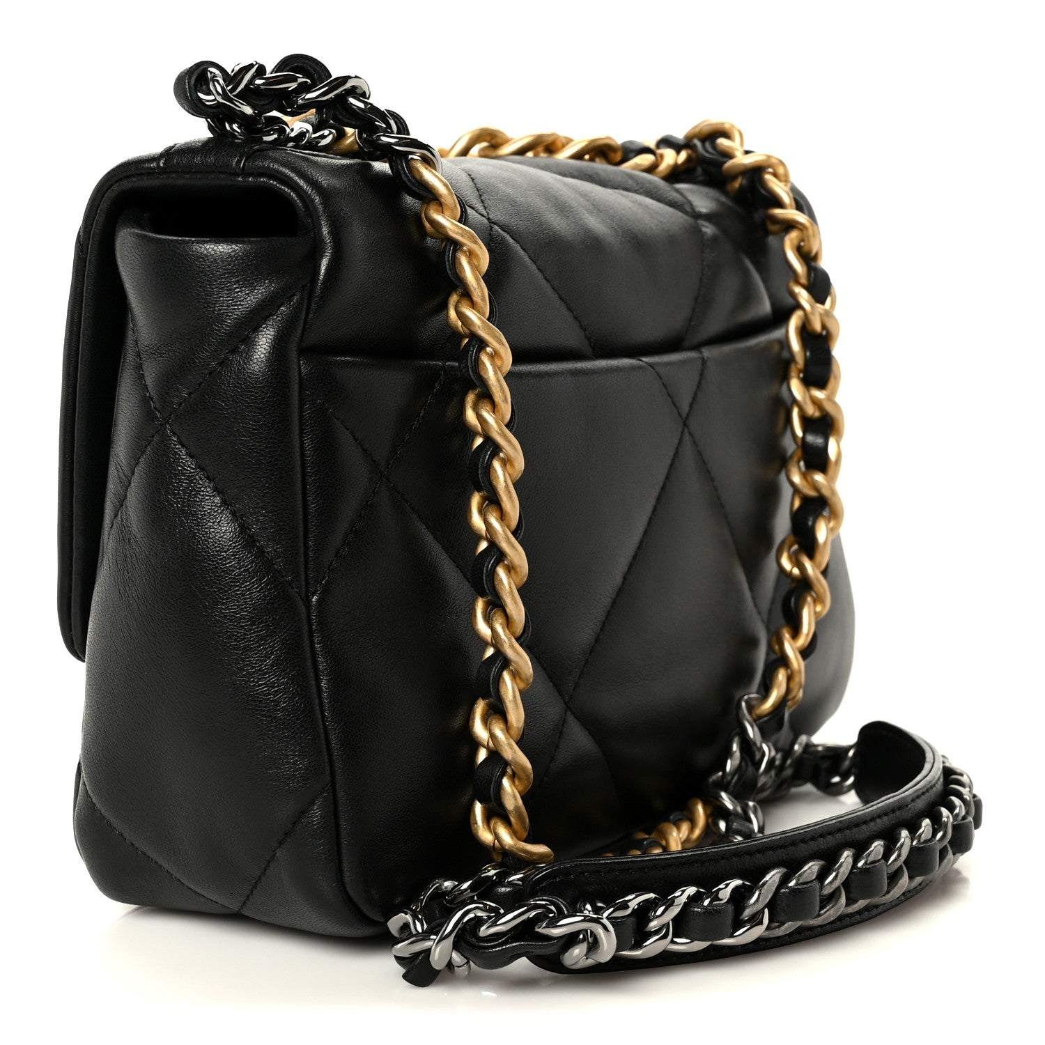 Lambskin Quilted Medium Chanel 19 Flap Black
