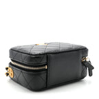 Caviar Quilted Twist Your Buttons Clutch With Chain Black