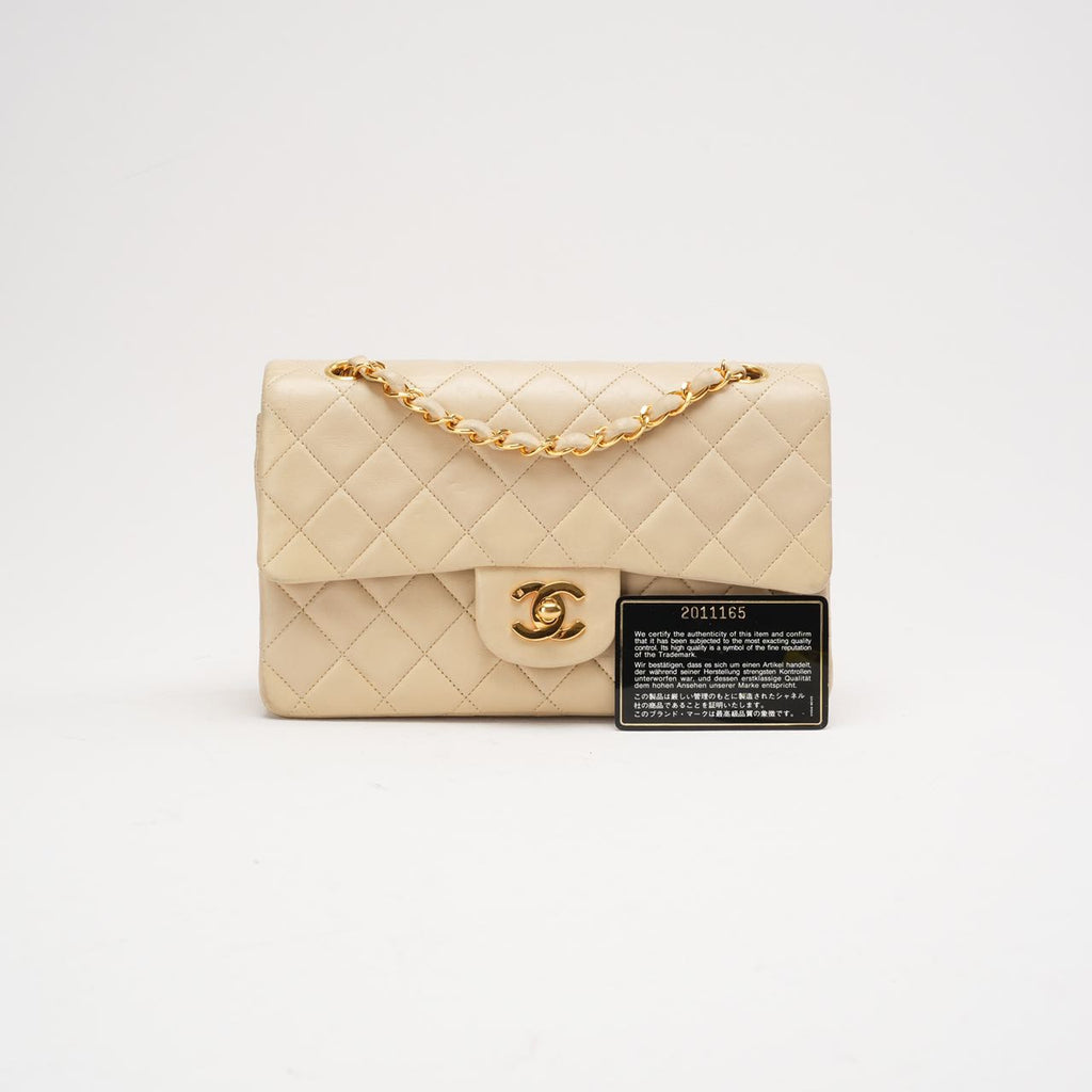 Chanel Vintage Beige Small Classic Double Flap Bag 1994