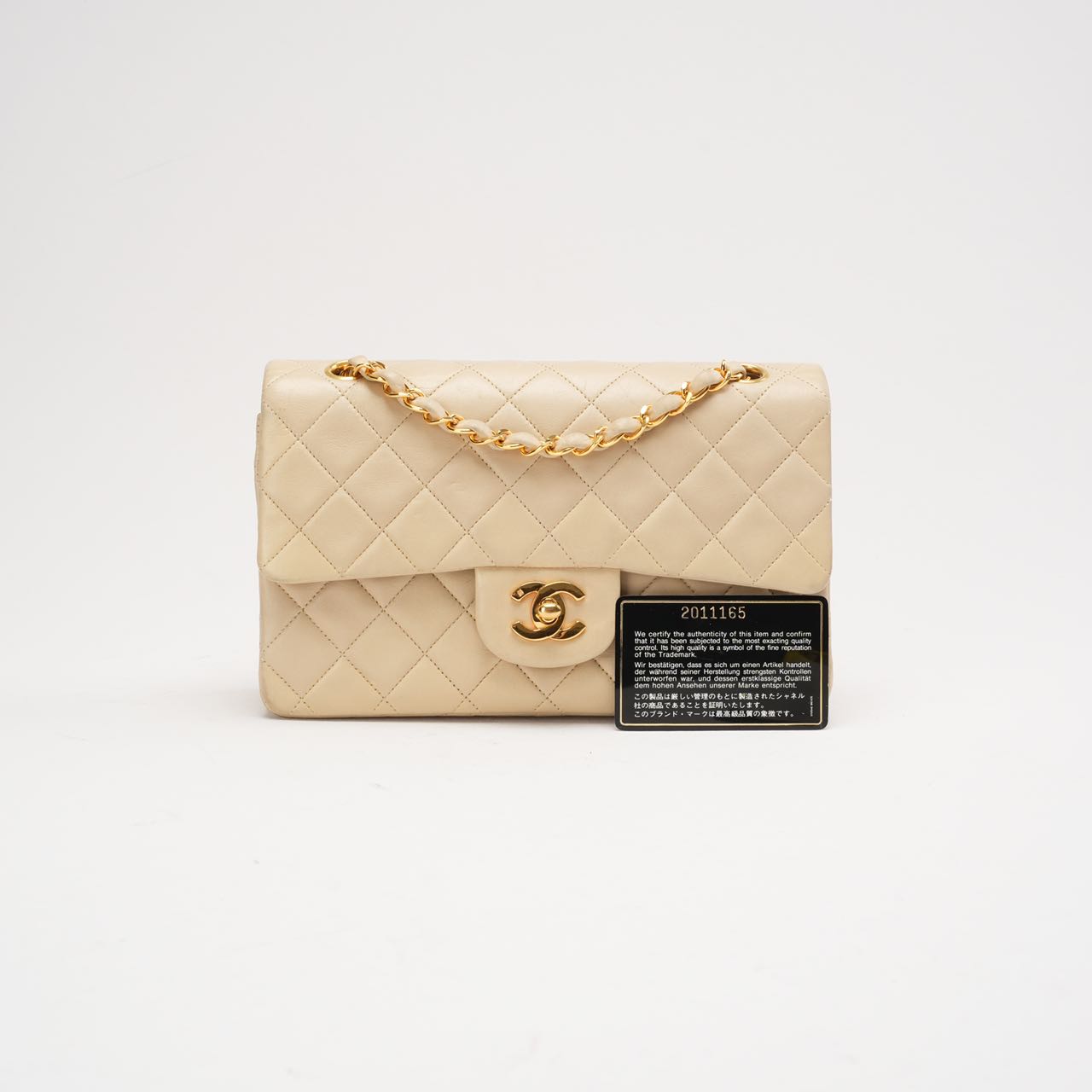Chanel Vintage Beige Small Classic Double Flap Bag 1994
