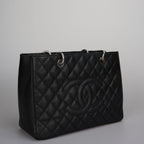 Chanel Black Grand Shopping Tote Black GST Bag in Caviar in Silver 2012