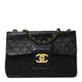 Lambskin Quilted XL Jumbo Single Flap Black